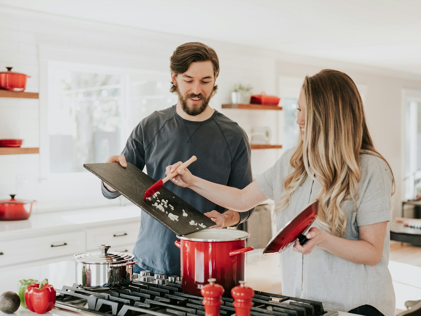 Homeowners enjoying their kitchen together